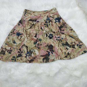 Chico's Fit & Flared Floral Silk Skirt